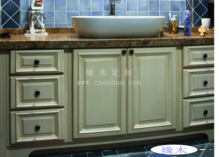 american style antique white wood bathroom sink cabinet