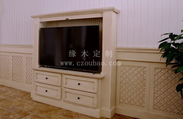 antique white TV cabinet